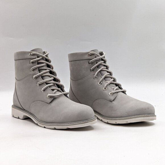 Timberland Women Campton Light Grey Nubuck Waterproof 6in Boots size 8.5 - Picture 1 of 11